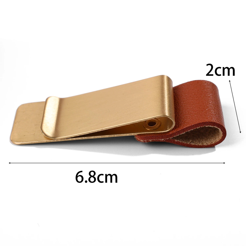 6-1PCS Stainless Steel Leather Pen Holder Pencil Clamps Notebook Bookmark Practical Organizer Clip Pen Holder Office Stationary