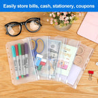 10PCS A6 Binder Pockets 6 Holes Cash Envelopes for Budgeting, Clear Zipper Folders for 6-Ring Binder, Waterproof PVC  Organizer