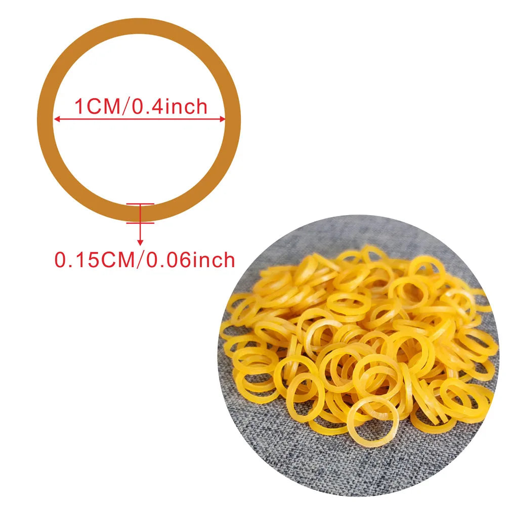1000pcs Yellow O Rings Rubber Bands 1CM/ 0.4inch  Elastic Rubber Ring Stretchable Latex Rings Supplies For Stretchable Band