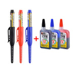 45mm Waterproof Deep Hole Marker Pens Long Nib Head Carpenter Pen Black/Blue/Red Ink for Multi-Purpose Woodworking Hand Tools