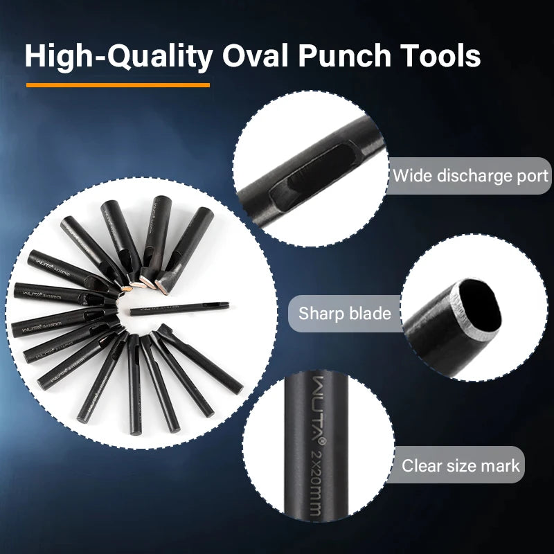 WUTA Basic Series 1pc Leather Belt Hole Puncher Oblong Hollow Punch Oval Flat Punches DIY Craft Tools for Strap Watch Band Bags