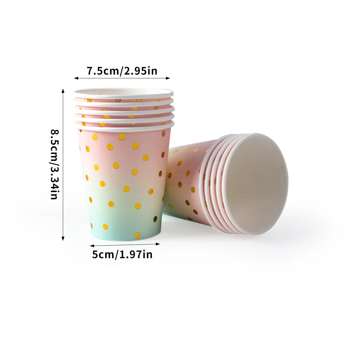 Pastel Rainbow Party Birthday Disposable Tableware Gold Dot Rainbow Gradient Paper Plate Cup Napkin Birthday Wedding Supplies