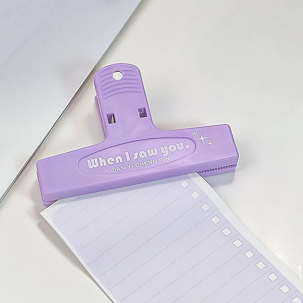 1pcs When I Saw You White Paper Clip Large Binder Clips Diary Page Marker Office School Binding Tools Bag Accessories A7871