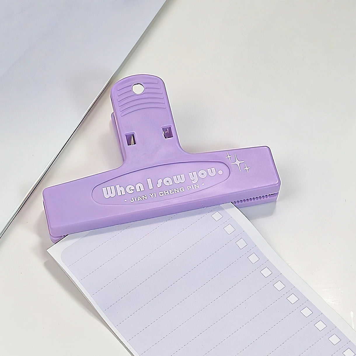 1pcs When I Saw You White Paper Clip Large Binder Clips Diary Page Marker Office School Binding Tools Bag Accessories A7871