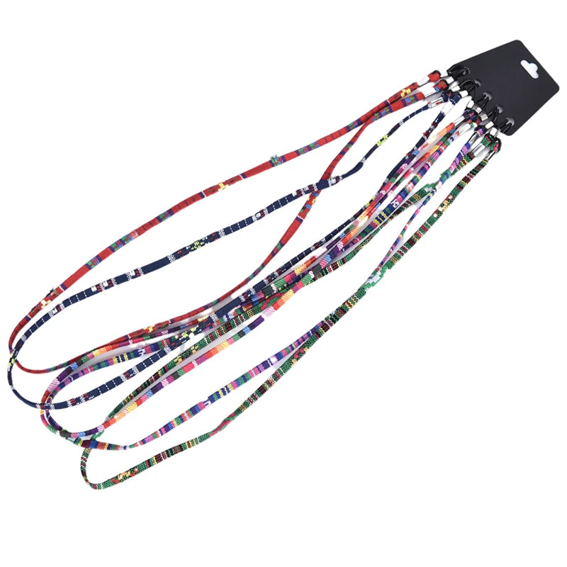 5Pcs Mix Colorful Flat Strap Eyeglasses Rope Anti-Lost Ethnic Style Eyeglasses Strap Eyeglass Cord Holder Retainer Strap