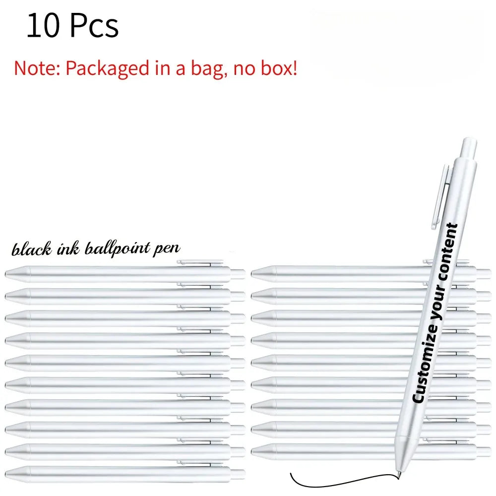 Custom 40pcs Luxury Ballpoint Pen Set with Black Gift Box Retractable Black Ink Laser-Engraved Text, Smooth Writing Pen 10/40pcs