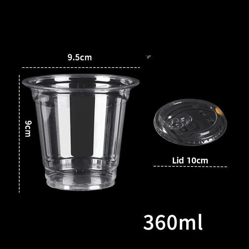 12/16/20oz Disposable Transparent Plastic Cup Leakproof Shatterproof Fit For Milk Bubble Tea Coffee Beverages Daily Use