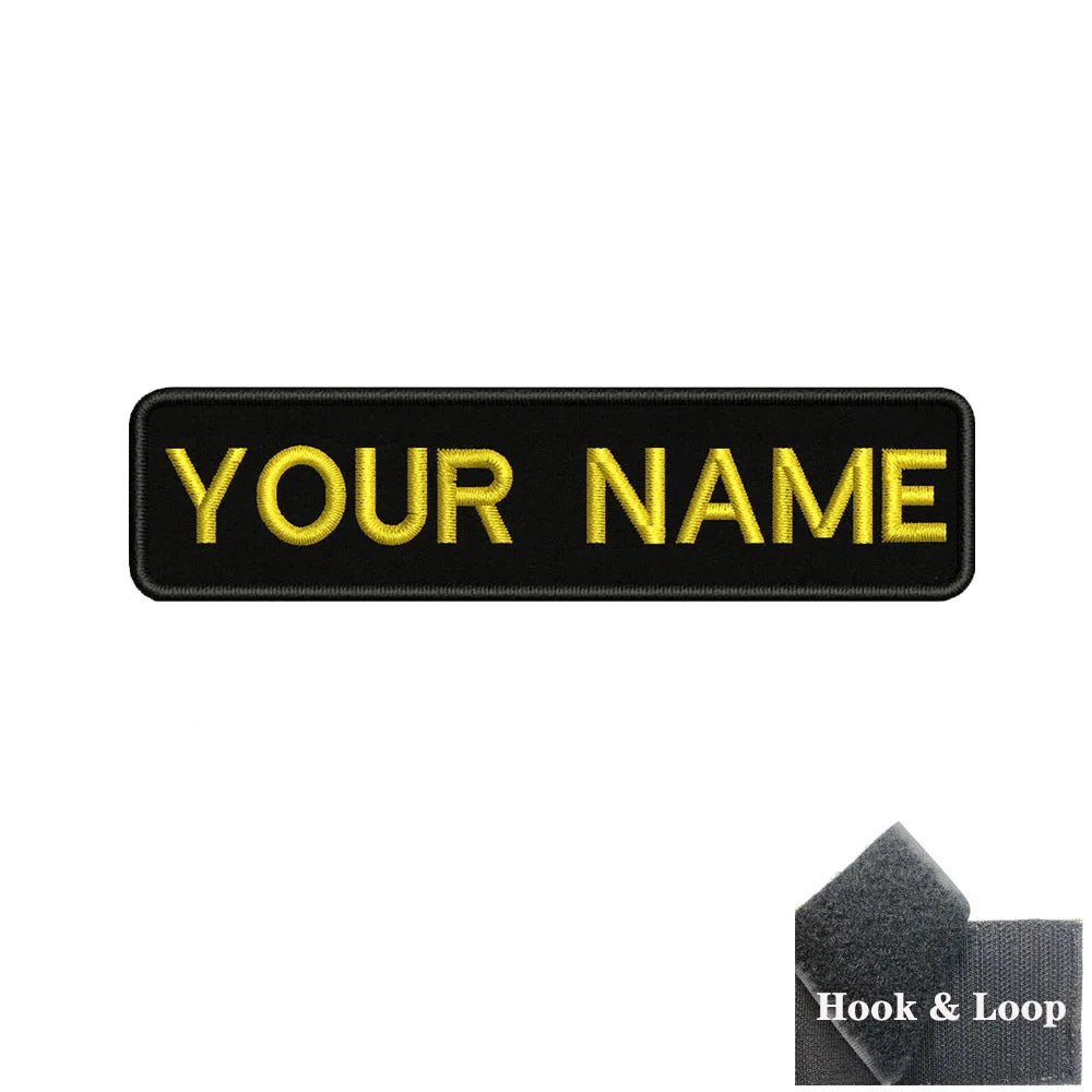 1PC 10cmX2.5cm Custom Personalized Name number Patch Stripes Badge tags chevrons Armband Iron On Or Hook Loop embroidered