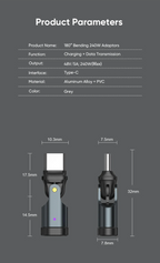 NNBILI 180 Rotation PD240W USB3.1 USBC to Type C OTG Adapter 5A Fast Charge Cable Converter for iPhone 16 MacBook Samsung Xiaomi