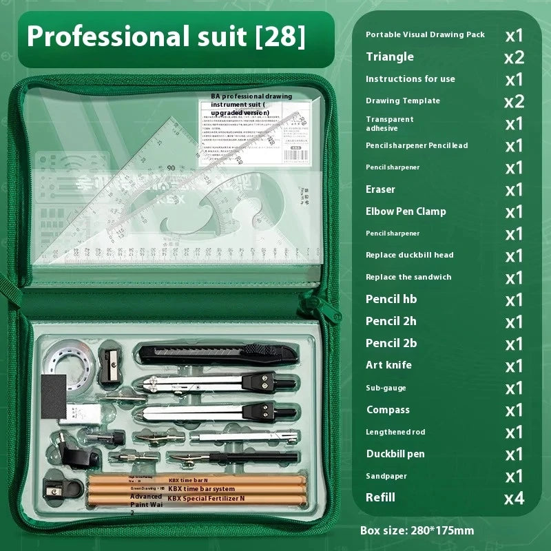 College student drawing tool set Professional construction engineering Combination assembly drawing  geometry set for school