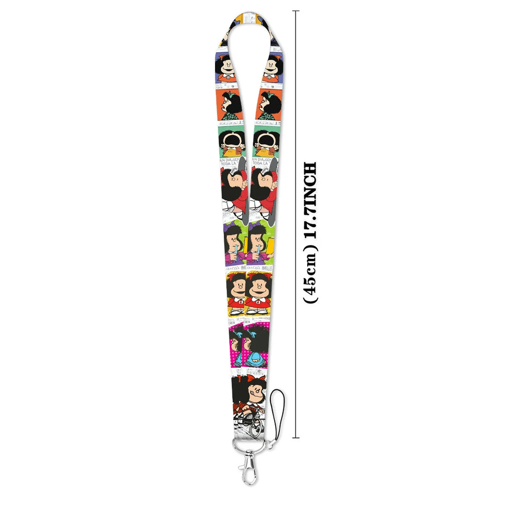 Cartoon Girl Credential Holder Cute Lanyards for Key Neck Strap For Card Badge Gym Keychain Keyring Accessories Gifts