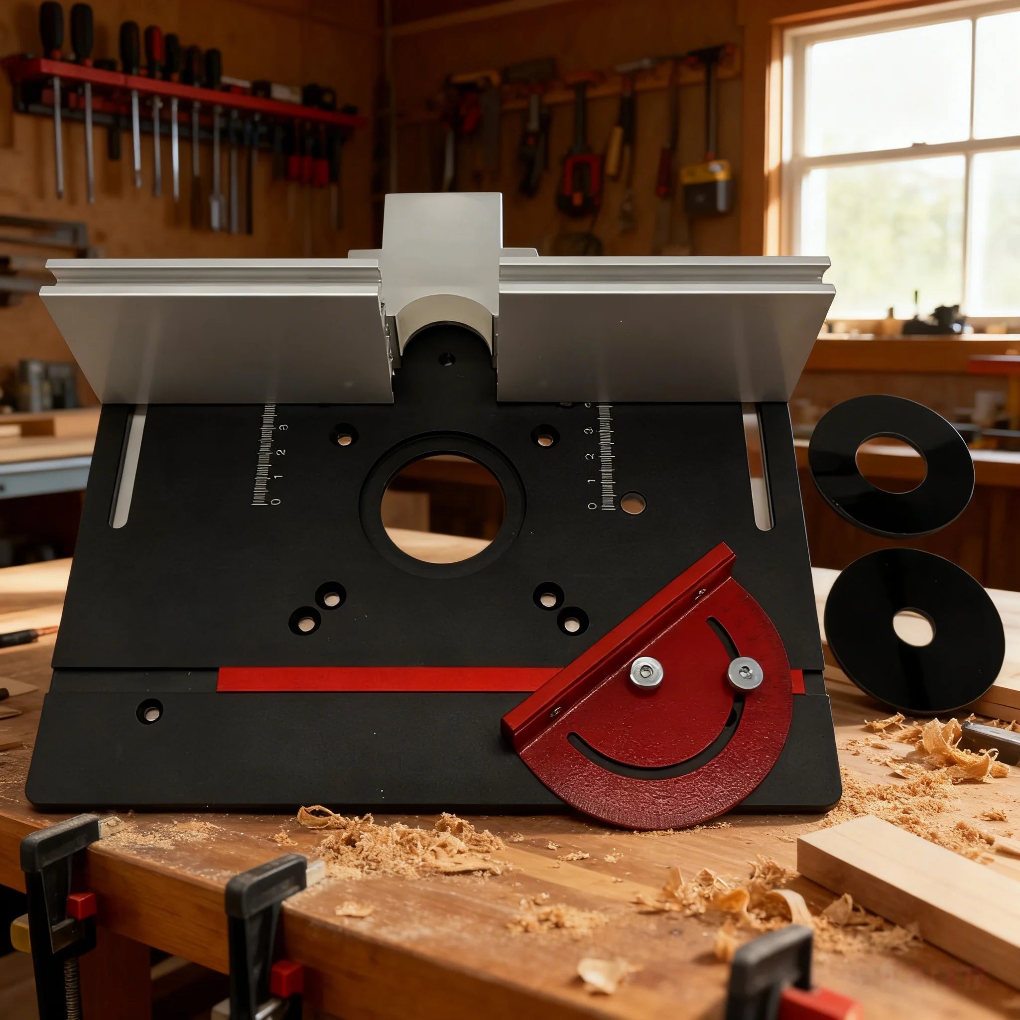 Precision Circular Table Saw Angle Push Ruler, for Aluminum Engraving & Milling Worktable Insertion Plate Woodworking Protractor