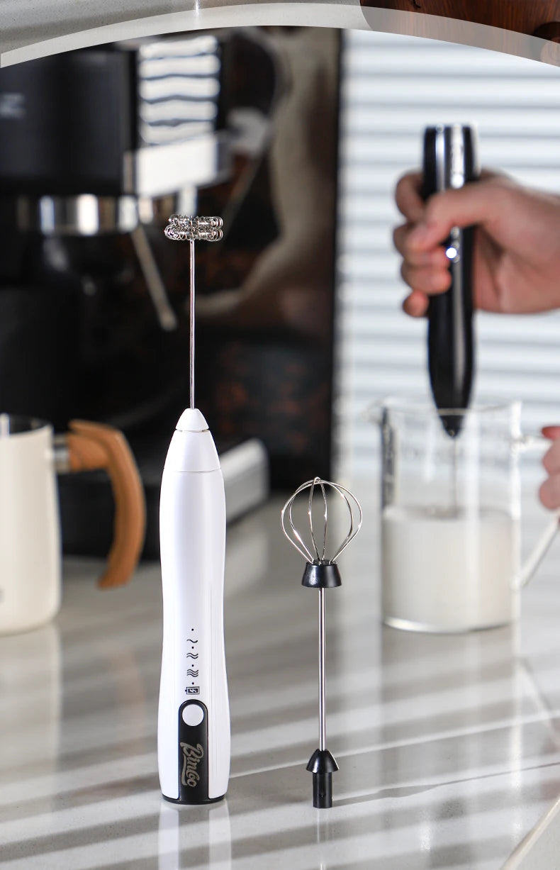 Bincoo-Electric Coffee Milk Maker, Handheld Household Mixer, Adjustable Double-Headed Gear