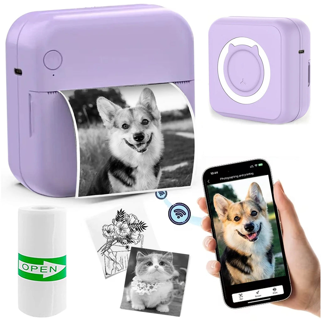Mini Printer for IPhone and Android, Wireless Mini Photo Printer Label Printer, Portable BT Mini Thermal Printer Print Labels