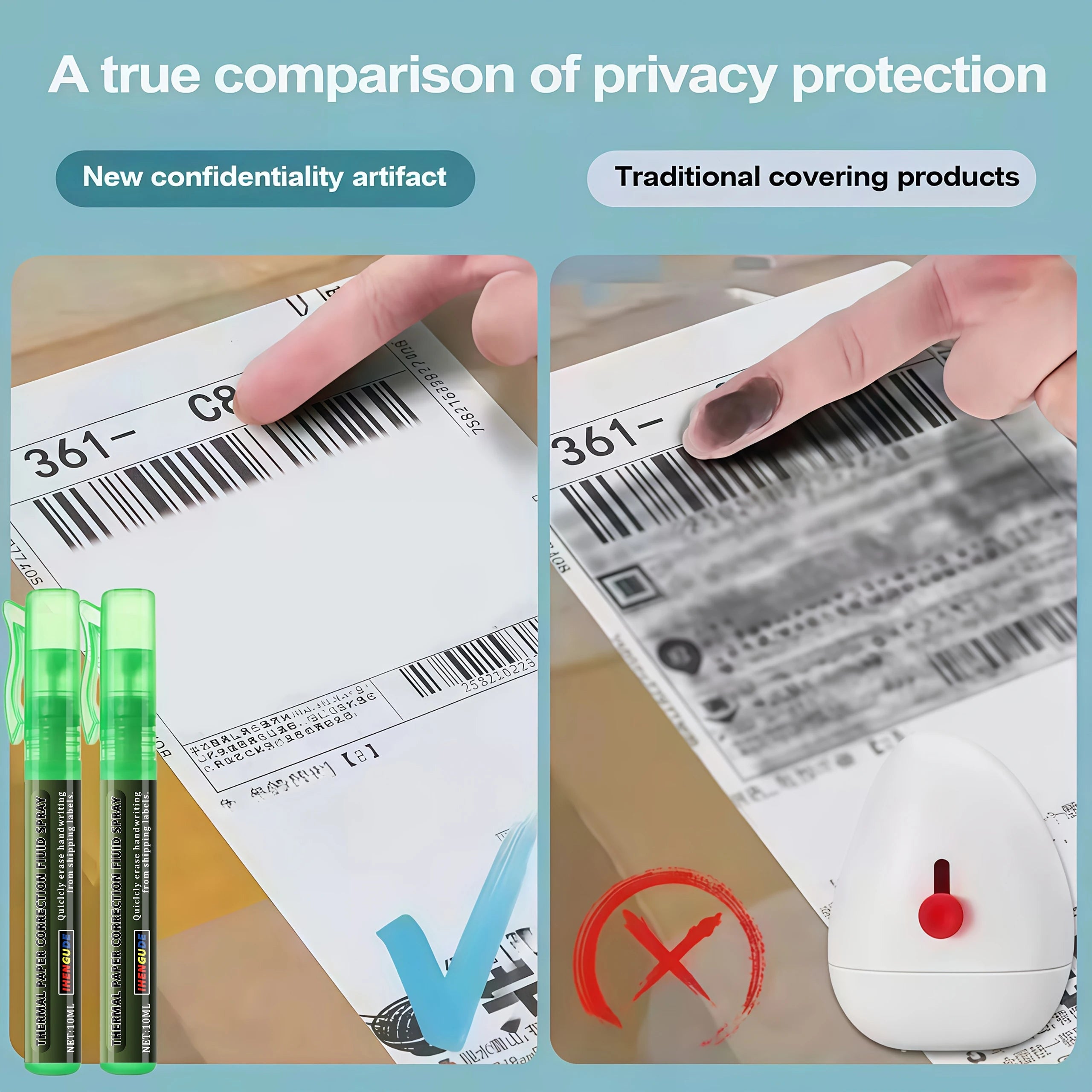 10ml Erasing Liquid Spray Pen - a Quick Correction Fluid Suitable for Thermal Paper, Can Quickly Erase Data, Protect Personal Information, a Portable and Convenient Tool for Protecting Privacy in Express Delivery