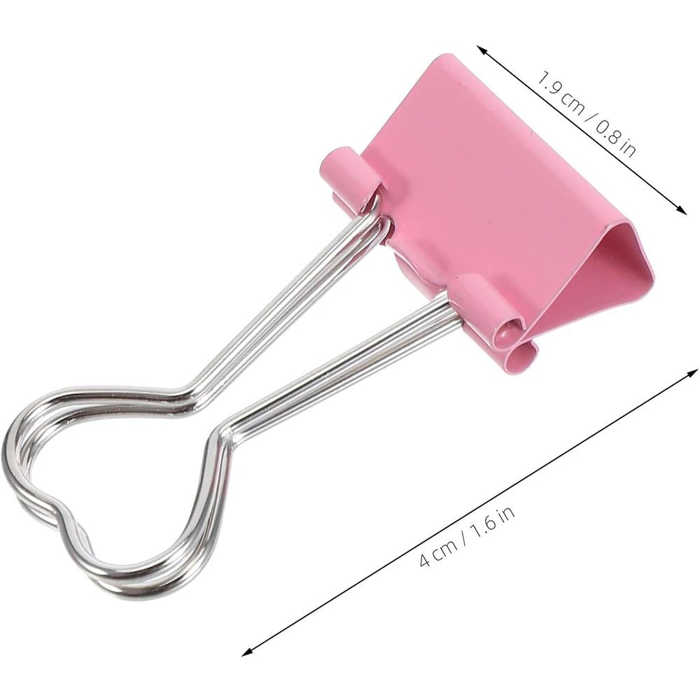 3Pcs Heart Pink Binder Clip Heart Shape Handle Metal Paper Clips  for Office School Home Supplies