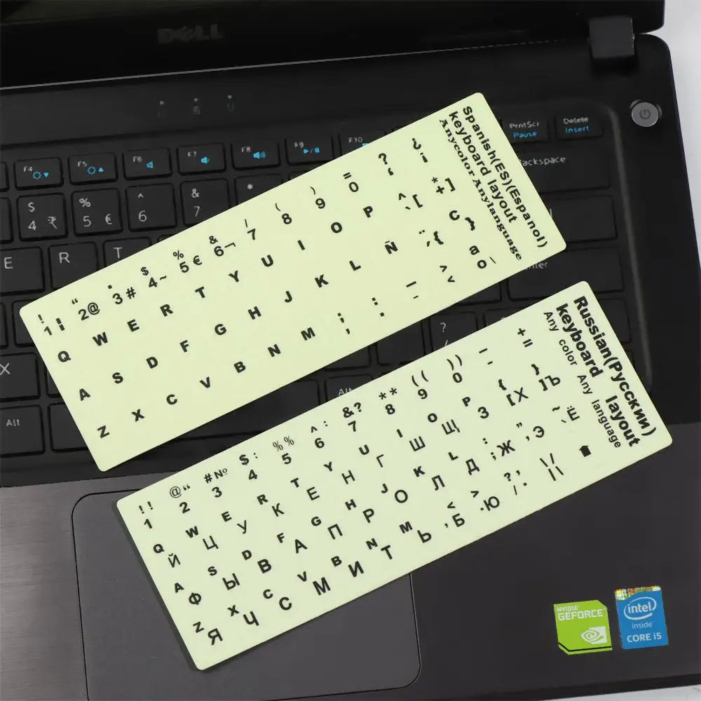 Spanish English Russian Arabic French Luminous Keyboard Stickers For Laptop PC Desktop Key Board Night Light Dustproof Sticker