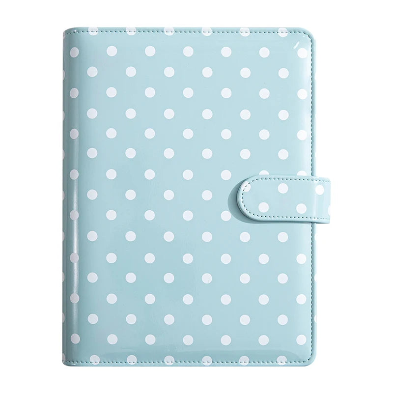 New A5 PU Leather Binder Cover with Magnetic Buckle Closure, 6 Ring Personal Notebook for Organizing Planner, Photo Card Sleeves