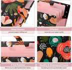 Expanding File Folder with 5 Pockets Floral Accordion Organizer for Important Documents Receipts Portable School Office Supplies Black