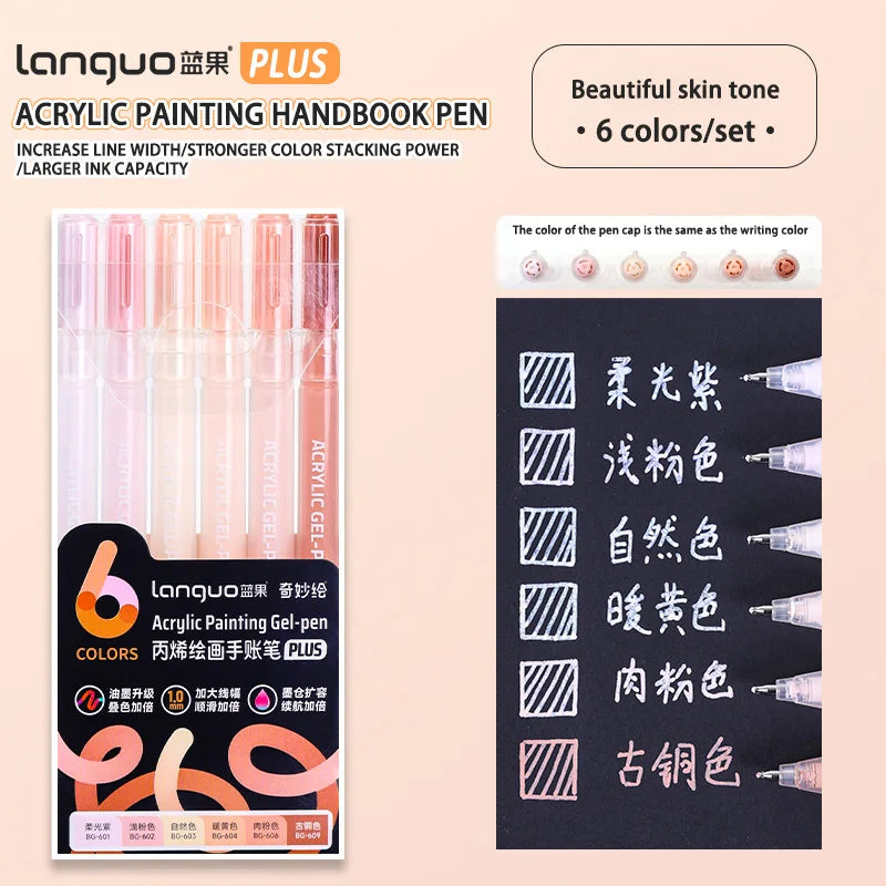 Languo 6/24/36/54/72/90 colors Acrylic Painting Handbook Pens Multi-Color Gel Pen Student Neutral Pen Writing Marker Stationery