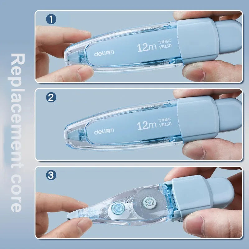 Press Correction Tape Set 5mm*12m Large Capacity Refill Replacement Stationery School Office Supplies Pen Style Correction Tape
