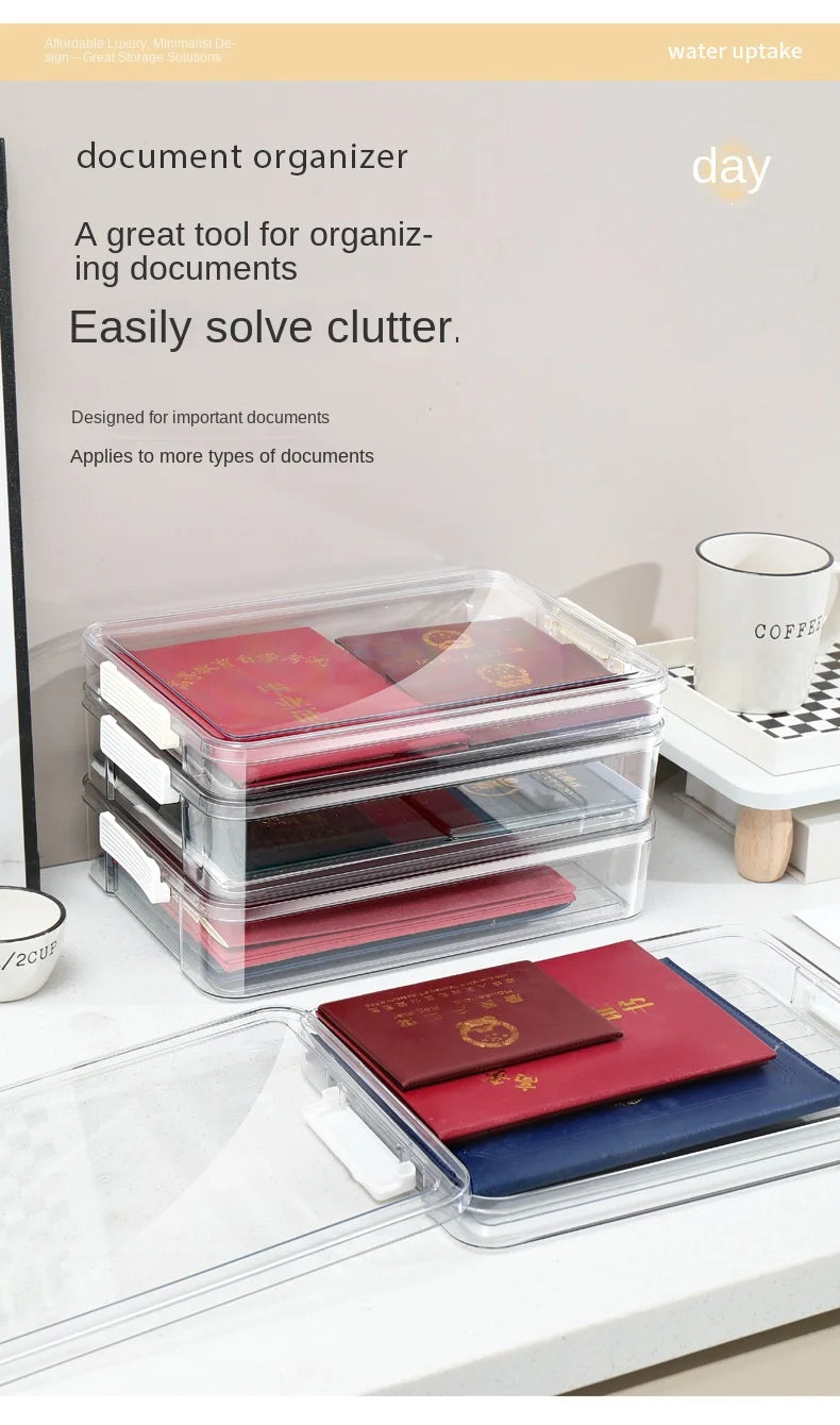 Acrylic Transparent Desktop Paper Storage Box A4 File Document Exam Paper Organizer Household Dust Proof Card Holder Case