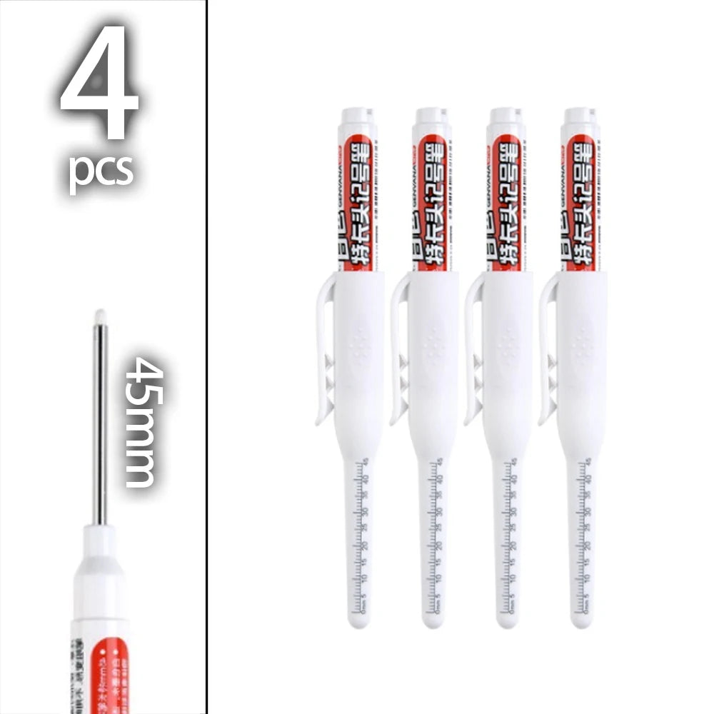 4-60Pcs 45mm Long Nib Head Carpenter Pen Deep Hole Marker Pens Black/Blue/Red/White for Measuring Woodworking Hand Tools
