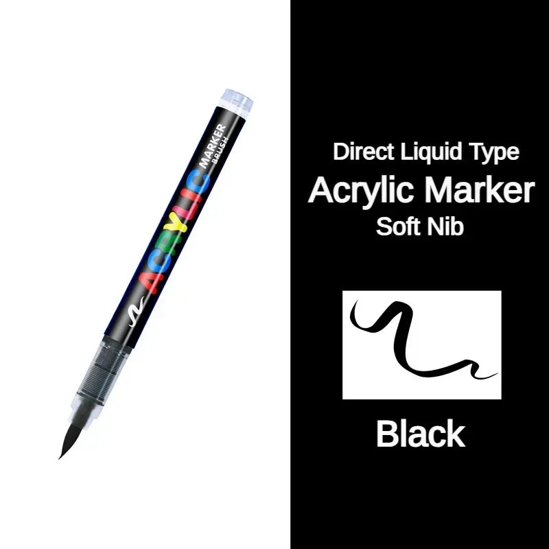 GUANGNA 16 Colors Direct-liquid Acrylic Paint Pens Brush Marker Pen for Rock Painting Stone Ceramic DIY Art Supplies Stationery