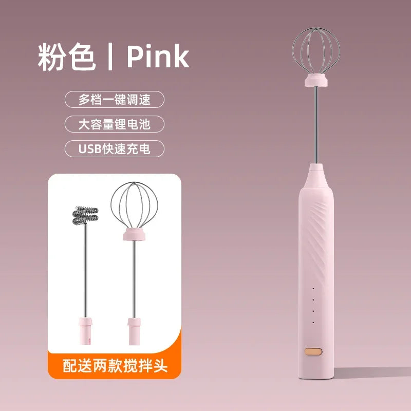 OCOOSO 2 in 1 Electric Milk Frother Rechargeable Coffee Milk Frother 3 Speed Adjustable Milk Frother Handheld Electric Dual Head