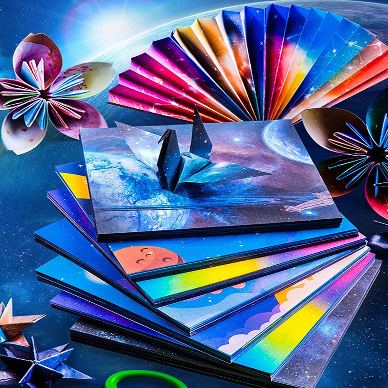 Bview Art 50 Sheets 15x15cm Colorful Square Origami Easy Fold for Folding Double-Sided DIY Handcrafts Paper for School Kids Item