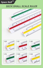Space Ball Multi-functional Triangular Ruler Student Stationery 12.5/30cm Drafting Tool Scale Ruler Architect Technical Ruler
