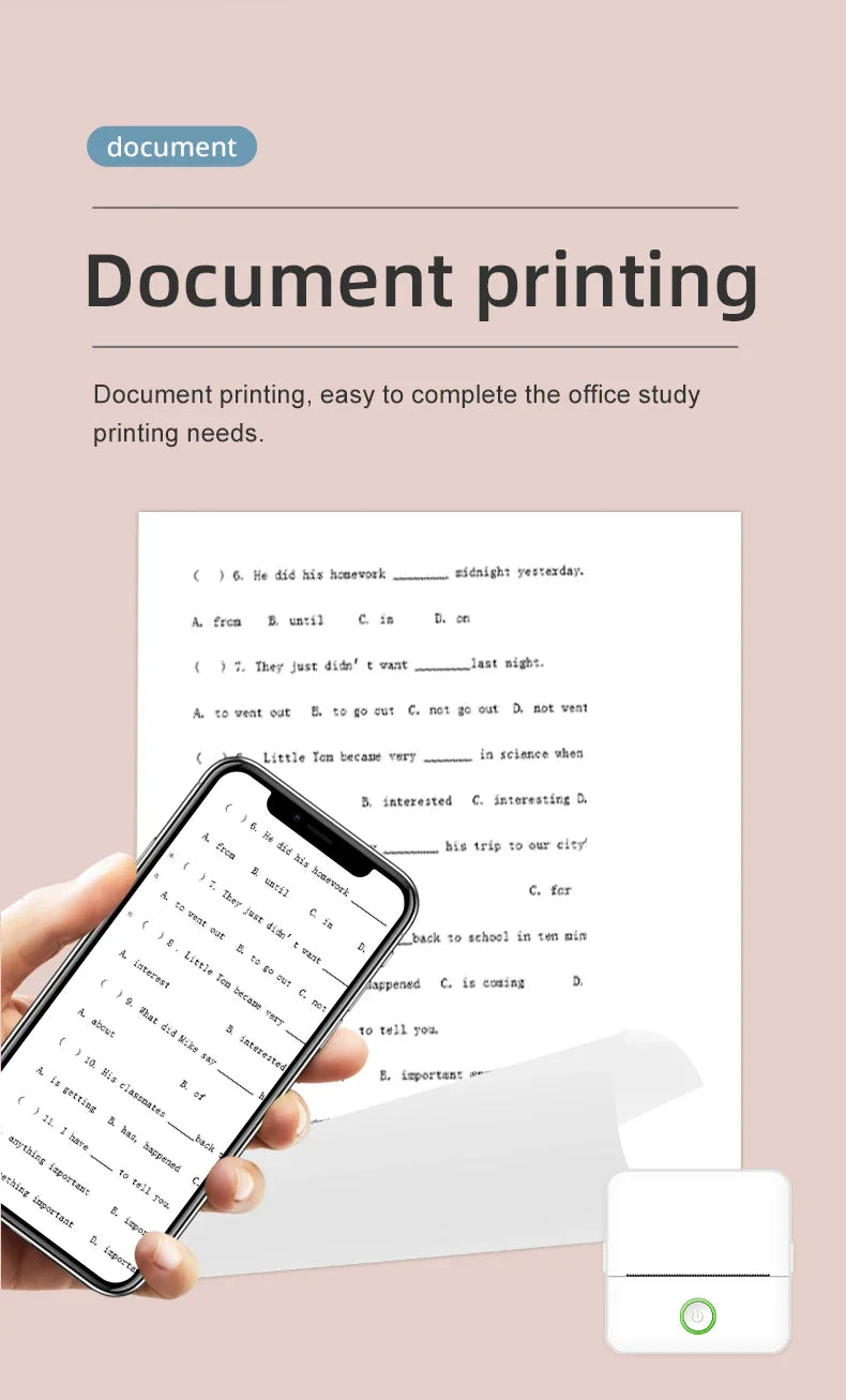 Mini Portabl Printer Inkless Sticker Maker, Free Cut Small Pocket Printer, Portable Thermal Printer for Photo Journal Notes Memo