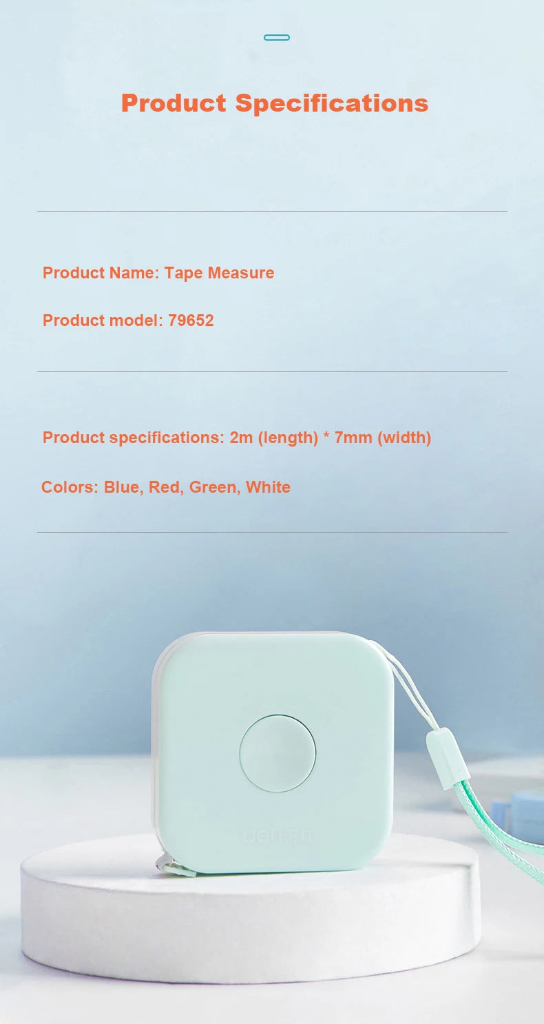 Deli 1/2pcs 2m Measure Tape Soft Rulers Double Scale Sewing Flexible Ruler for Kids Aldult Height Waist Measuring Tailor Ruler