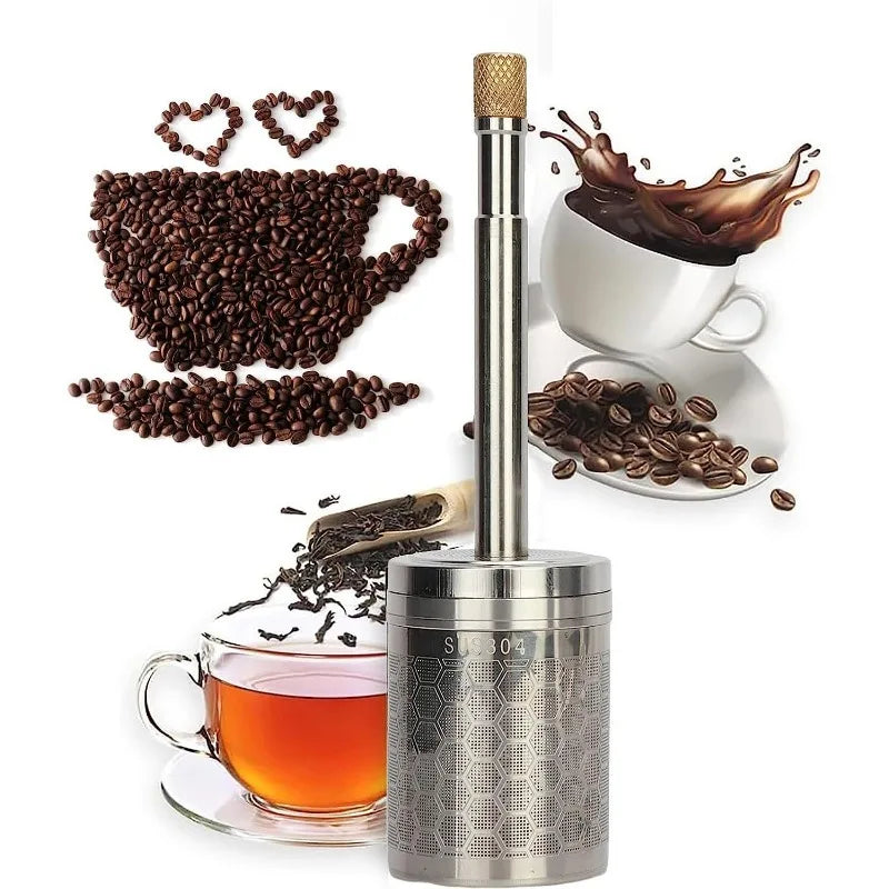 Tea/Coffee Press Type Infuser, Extra Fine Mesh Tea Strainers for Loose Tea Coffee, Stainless Steel Strainer with Extended Handle