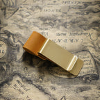Brass Leather Pen Clip Stainless Steel Cowhide for Traveler's Notebook - Genunine Leather & Metal Notebook Accessory