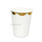 Gold and White Disposable Tableware Set with Paper Plates, Straws, and Cups, Perfect for Birthdays, Weddings, Baby Showers