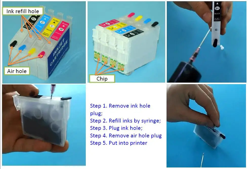 604 604XL Empty Refillable Ink Cartridge for Epson XP-2200 XP-2205 XP-3200 XP-3205 XP-4200 4205 WF-2910DWF WF-2950 without Chip