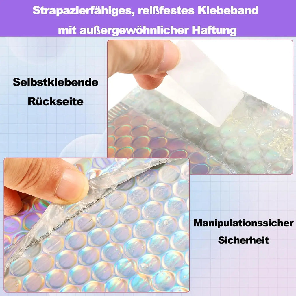 Laser Rainbow100Pcs Holographic Mailer Mailing Envelope Waterproof Courier Bag Padded Bubble Envelope Packaging Bag for Shipping