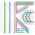 12Pcs transparent ruler set for school and office: shatterproof colorful acrylic, clear lightweight geometry measuring tool wit