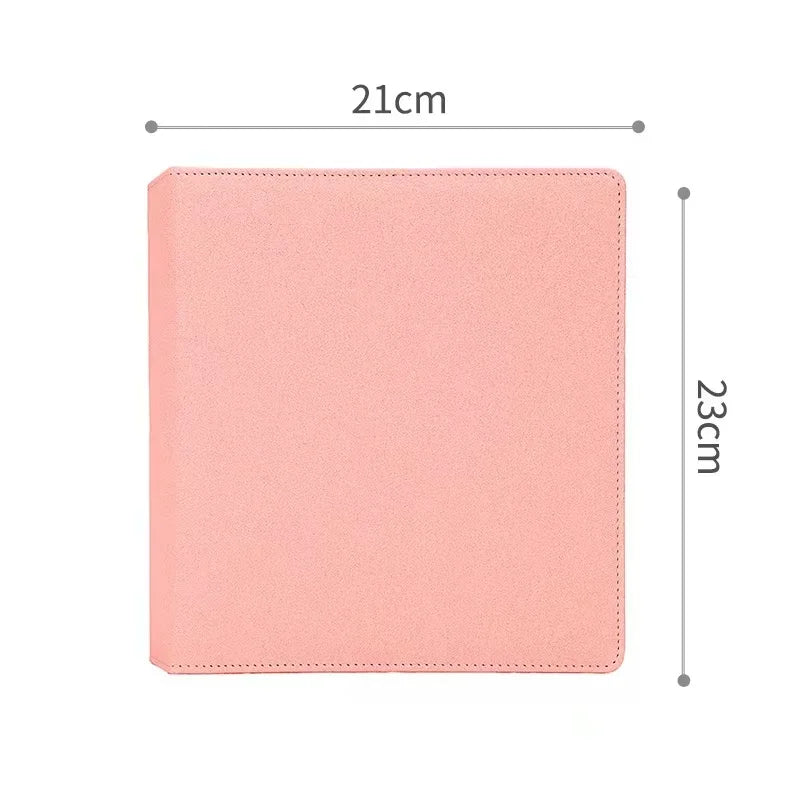 PU Leather Photo Card Macaroon Binder 3 Ring A5 Glitter Cover Kpop Polaroid Photo Album Postcard Collect Book 2 4 Pocket Sleeves