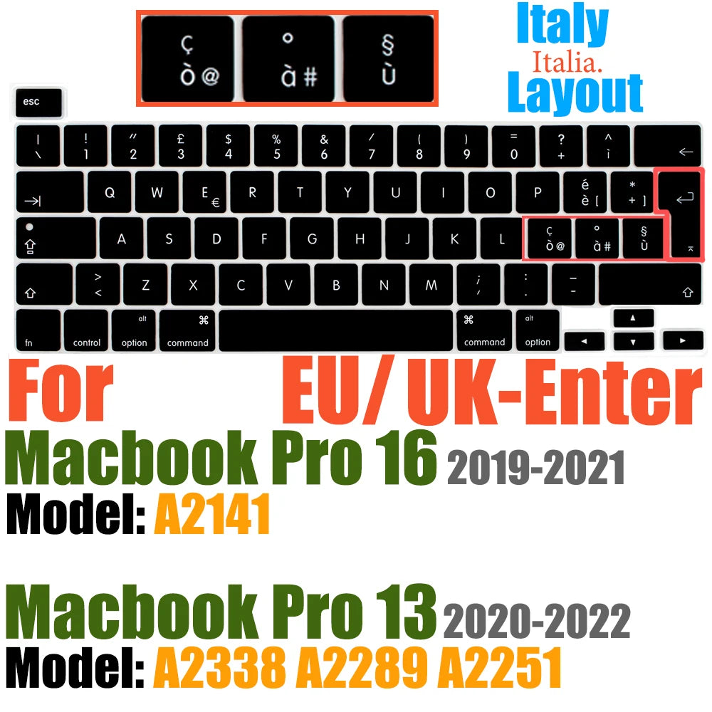 Compatible with MacBook Pro 13 Keyboard Cover A2289/A2338/A2251&MacBook Pro 16 Keyboard Cover A2141 Thin Protector for Touch Bar