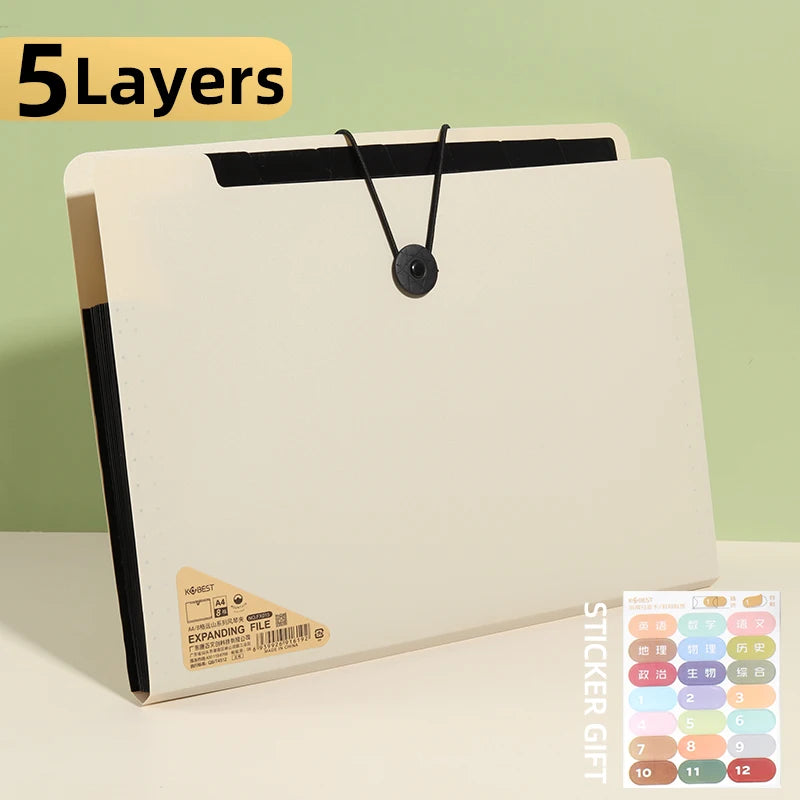 A4 File Folder Storage Bag 5/8/13 Layers Desktop Organizer for Test Papers School Stationery Office Supplies