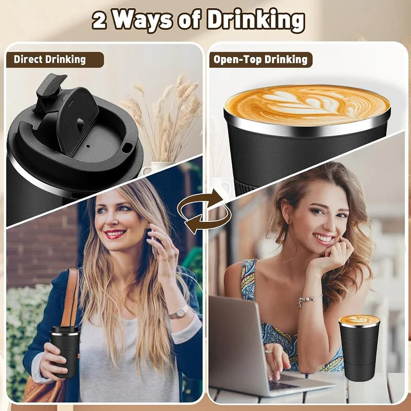 Stainless Steel Coffee Cup Thermal Mug Travel Leak Proof Thermal Bottle Tea Coffee Mug  Reusable Hot Cold Drinks Insulated Cup