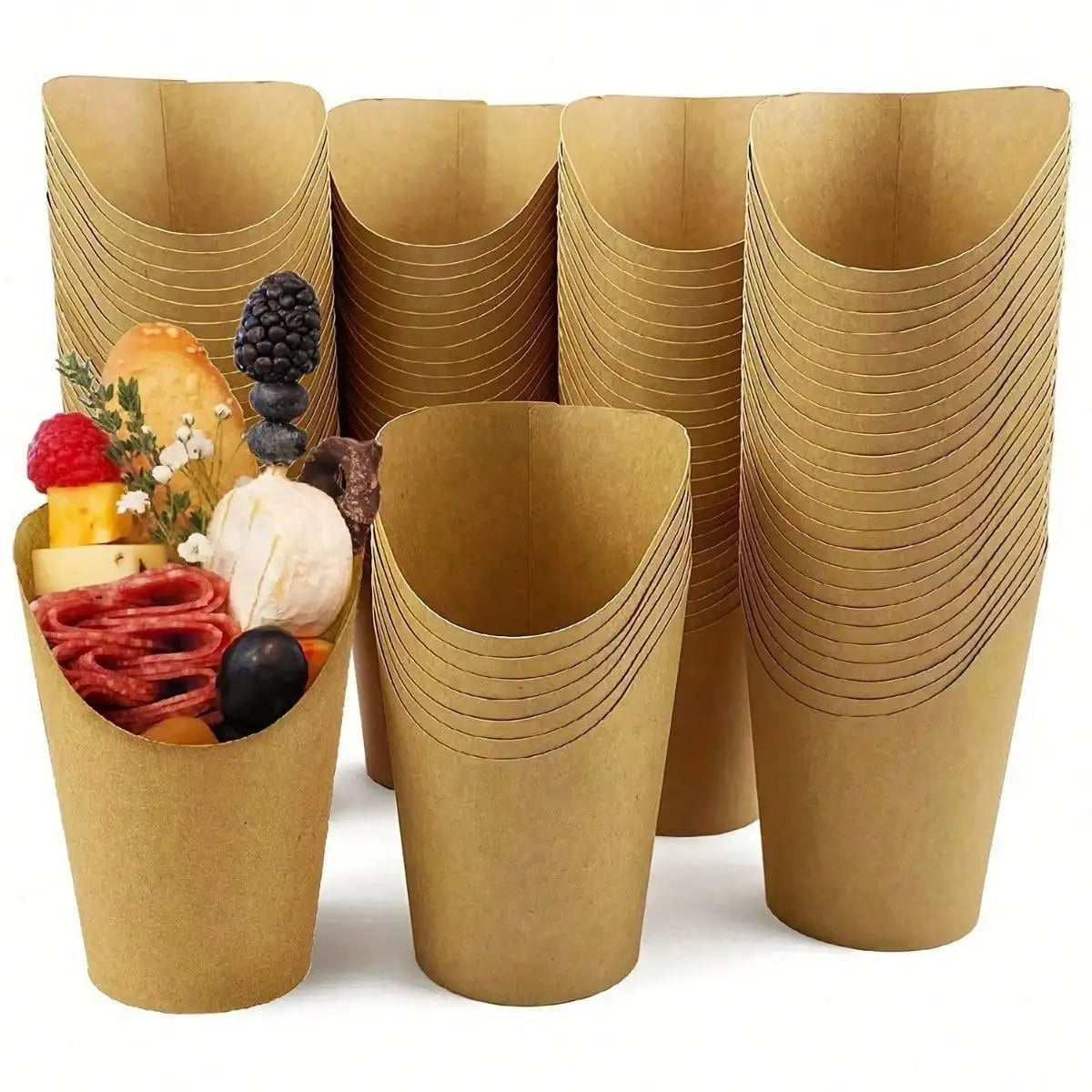 50-200PC Kraft Paper French Fries Cup Disposable Fry Charcuterie Cups For Party Celebrations Various Snacks Cupcake Paper Cups