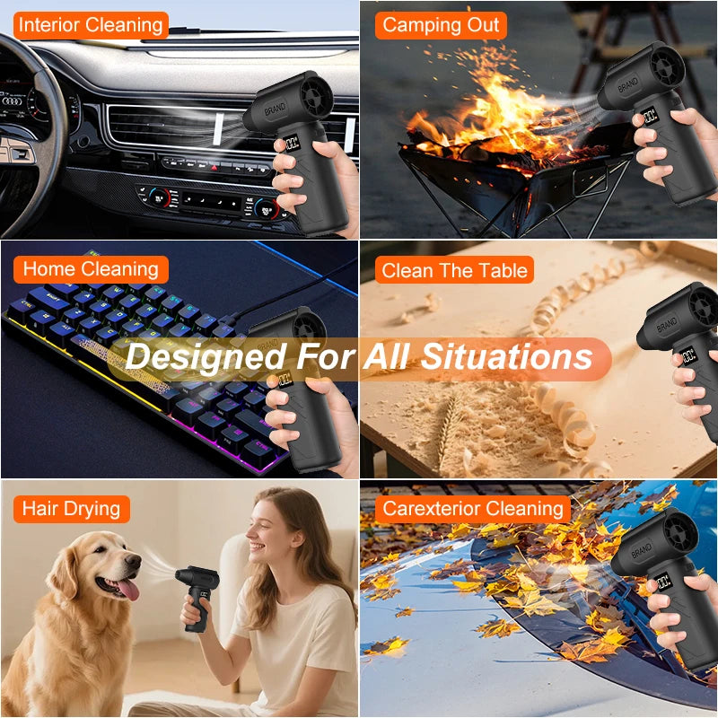 9000KRPH Mini Turbo Air Blower Ergonomic Grip Compact Cordless Compressed Air Duster Handheld Jet Fan for Keyboard Home Dust