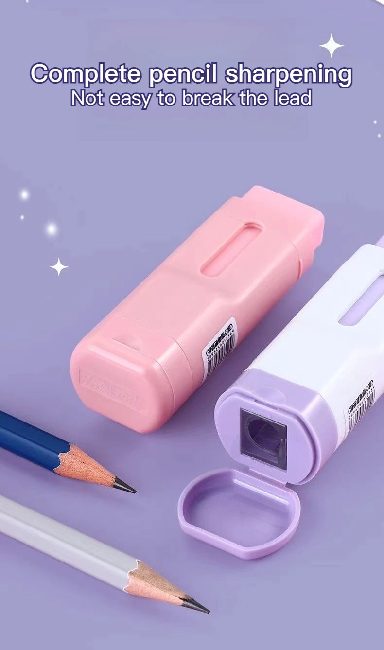 M&G Rubber Pencil Sharpener 2-in-1 Pencil Sharpener Single Hole with Rubber Eraser Not Leave Marks Eraser with Pencil Sharpener