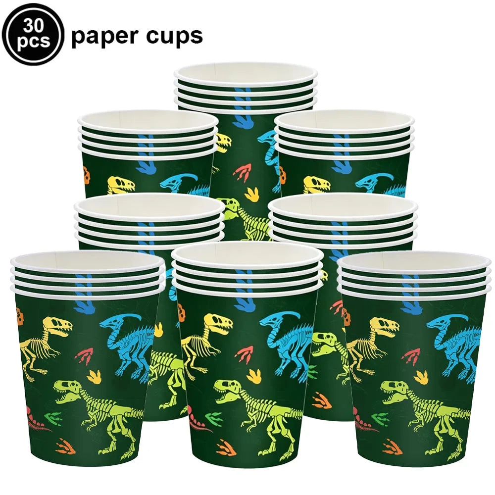 Jurassic Dinosaur Party Dinosaur Fossil Disposable Tableware Plate Cup Napkins Dinosaur Theme Birthday Party Decor Supplies