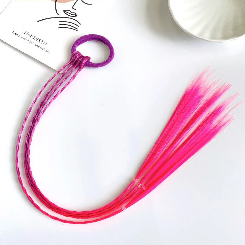 New Girls Colorful Wigs Ponytail Headbands Rubber Bands Beauty Hair Bands Headwear Kids Hair Accessories Head Band Hair Ornament