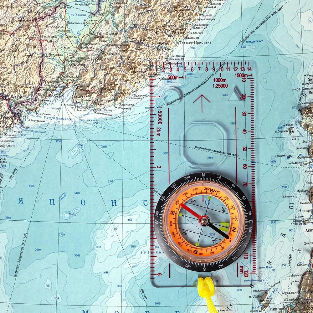 Multifunctional Equipment Guiding Tools Transparent Plastic Compass Map Ruler Hiking Camping Survival Outdoor Hiking Accessories