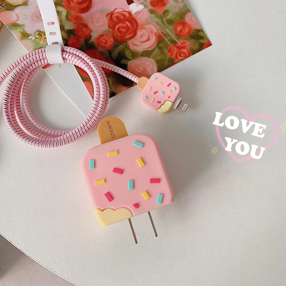Cartoon Iphone Charging Cable Protector Cover For iPhone 15 14 13 Pro Max 18W/20W EU US Charger Case Cable Cord Winder Protect